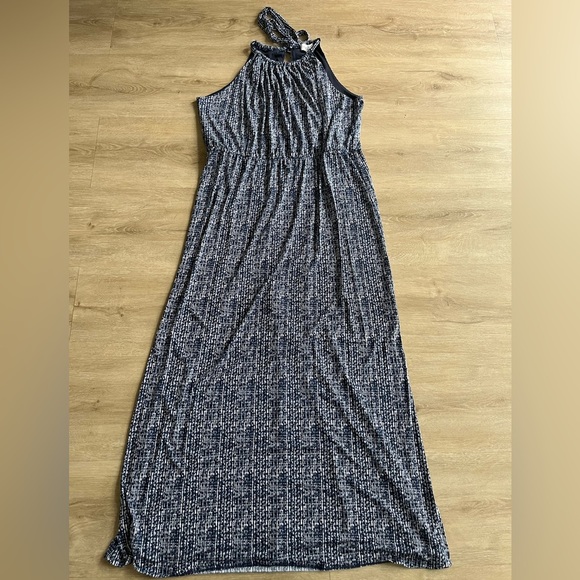 GILLI Navy Blue Geometric Pattern maxi dress Side Slit Plus SZ 2X NWT - Picture 1 of 7